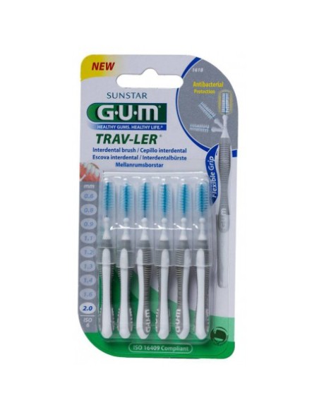 CEPILLO INTERDENTAL GUM 1618 TRAV-LER 2.0 MM 6 U