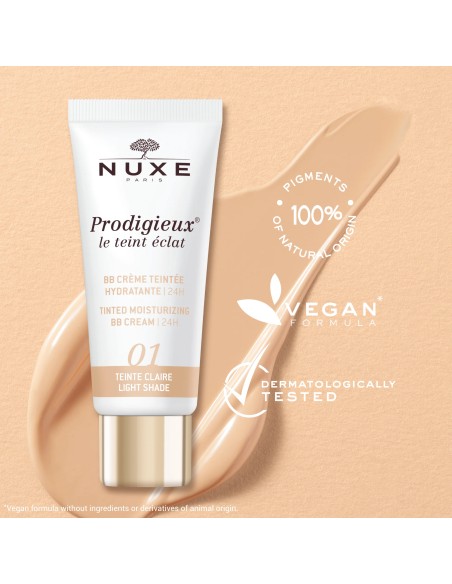 NUXE PRODIGIEUX BB CREAM HIDRATANTE CON COLOR  TONO CLARO 01 30ML